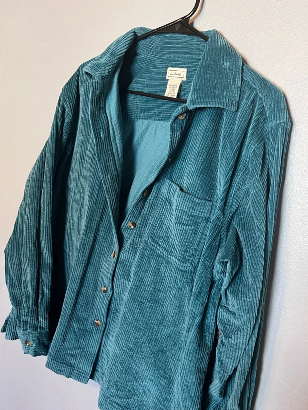 L.L. Bean Teal Corduroy Shirt Jacket - Picture 3 of 4